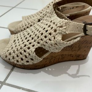 Vintage Y2K Mudd Chunky Woven Ankle Strap Platform White Sandals Women's Sz 9 M